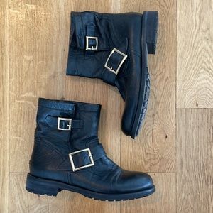 Jimmy Choo Short Leather Biker Boots